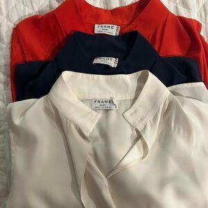 Frame silk mock neck sleeveless blouse. Lot of 3.